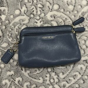 Coach Dark Blue Leather Wristlet